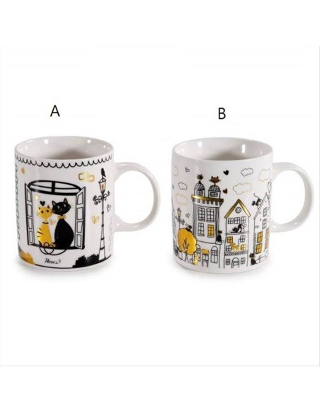 Tazza con Gatti 🐾 - Eleganza Felina Nera e Dorata da 350ml!