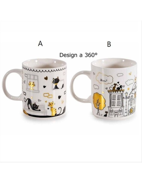 Tazza con Gatti 🐾 - Eleganza Felina Nera e Dorata da 350ml!