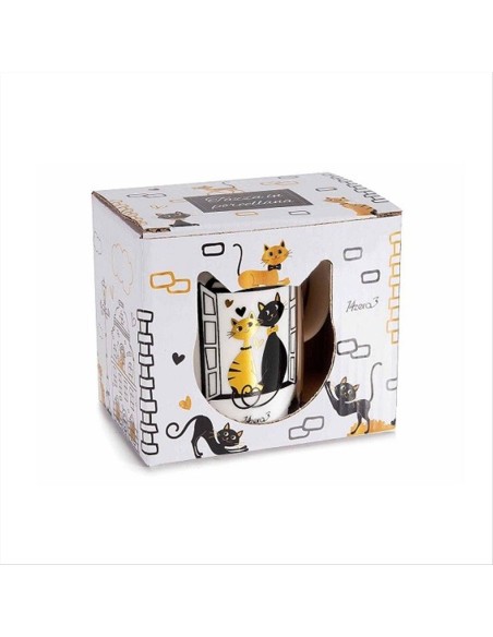 Tazza con Gatti 🐾 - Eleganza Felina Nera e Dorata da 350ml!
