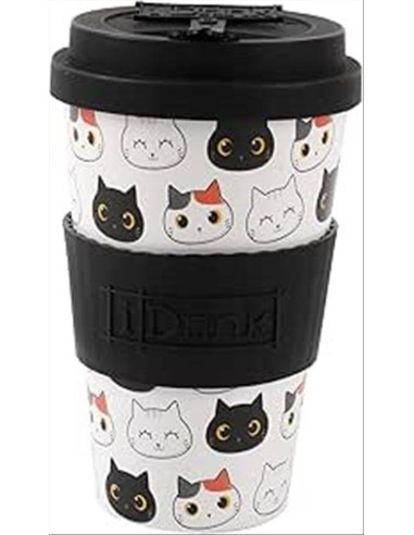 Tazza con Tappo in Silicone 435 ml - Gatti Kawaii!