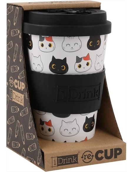 Tazza con Tappo in Silicone 435 ml - Gatti Kawaii!
