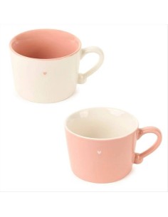 Tazza in Porcellana 350ml Petit Amour con Cuoricino – Bianco Rosa