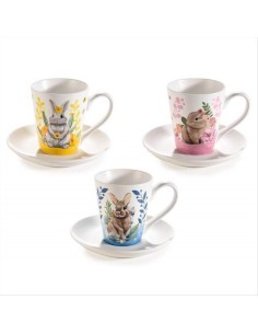 Tazzina con Piattino Coniglietto Primaverile - 3 Colori 🐇☕