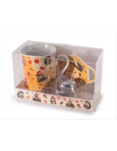 Tisaniera in Porcellana 300ml con Filtro e Piattino - 2 Fantasie Autun