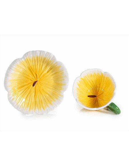 Tazza con Piattino a forma di Fiore 140ml 4 Colori | Diamante Rosa