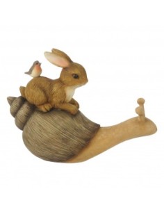 Coniglietto sulla lumaca 15x6x11cm | Diamante Rosa