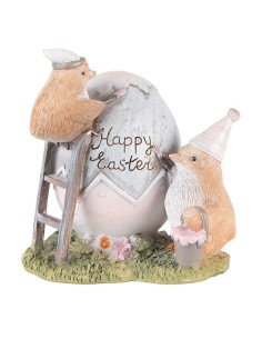 Pulcini che dipingono l'uovo 12x9x12cm | Diamante Rosa