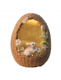 Uovo con LED e coniglietto pasquale in resina Diamante Rosa