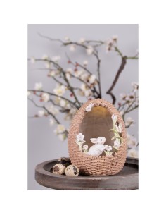 Uovo con LED e coniglietto pasquale in resina Diamante Rosa 2