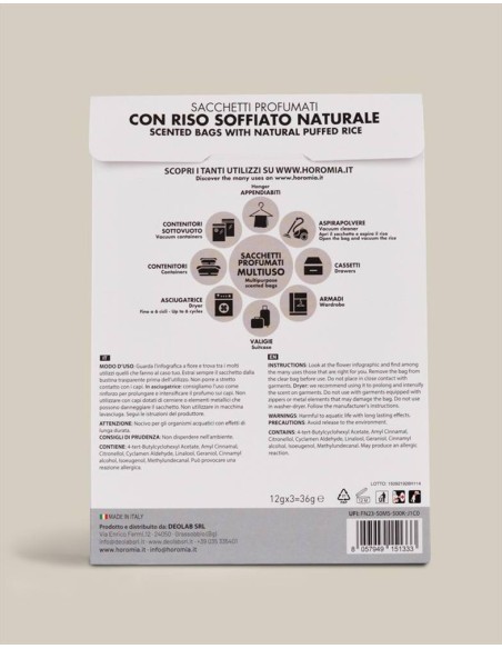 WHITE Sacchetti profumati 3pz multiuso Horomia