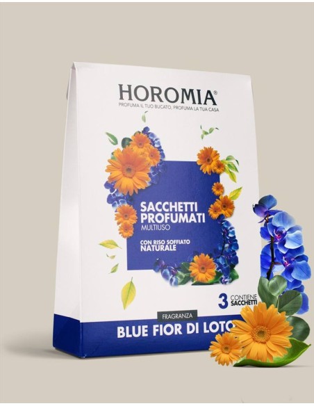 BLUE FIOR DI LOTO Sacchetti profumati 3pz multiuso Horomia