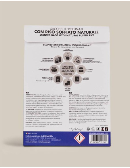 BLUE FIOR DI LOTO Sacchetti profumati 3pz multiuso Horomia