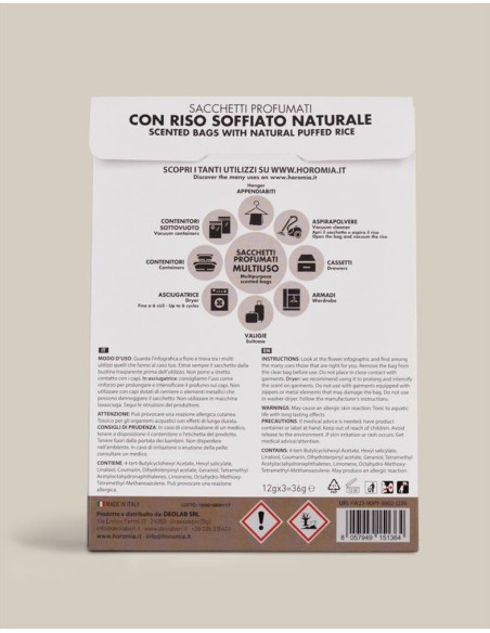 GOLD ARGAN Sacchetti profumati 3pz multiuso Horomia