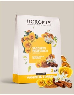 VANIGLIA E MIRRA Sacchetti profumati 3pz multiuso Horomia