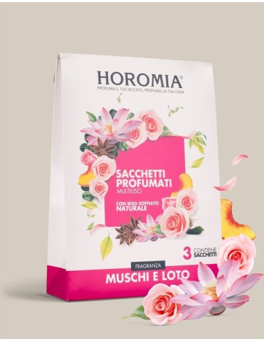 MUSCHI E LOTO Sacchetti profumati 3pz multiuso Horomia