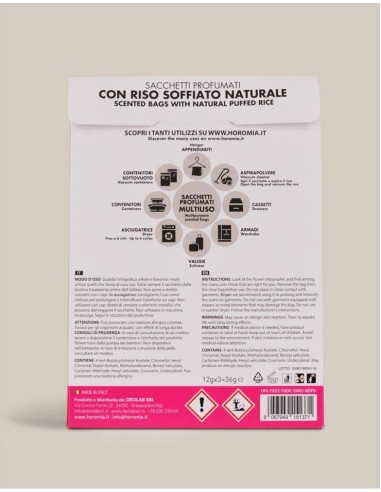MUSCHI E LOTO Sacchetti profumati 3pz multiuso Horomia