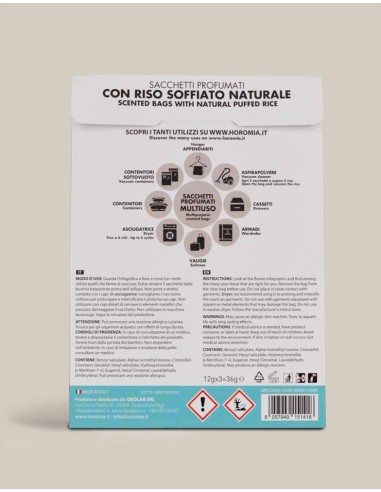 BIANCO INFINITO Sacchetti profumati 3pz multiuso Horomia