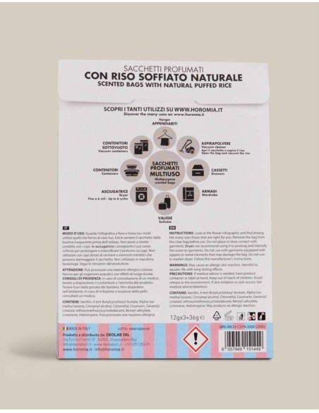 BABY TALCO Sacchetti profumati 3pz multiuso Horomia