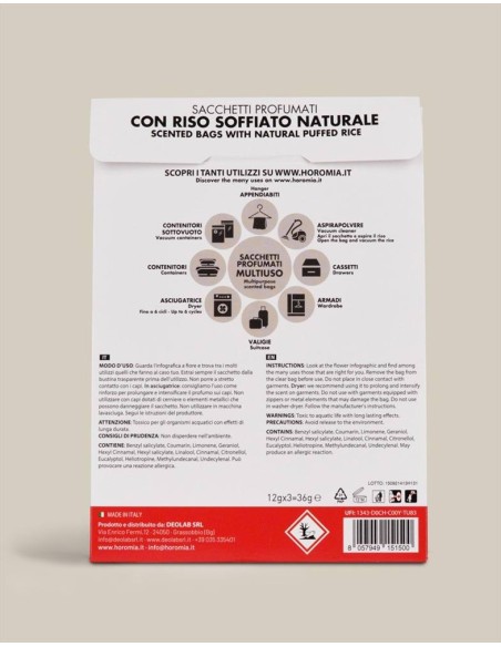 IMPERIAL SOAP Sacchetti profumati 3pz multiuso Horomia