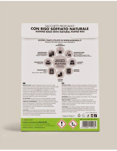 MUSICA DEL SOLE Sacchetti profumati 3pz multiuso Horomia