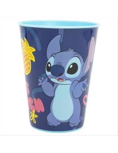 Bicchiere Stitch 260 ml plastica resistente | Diamante Rosa