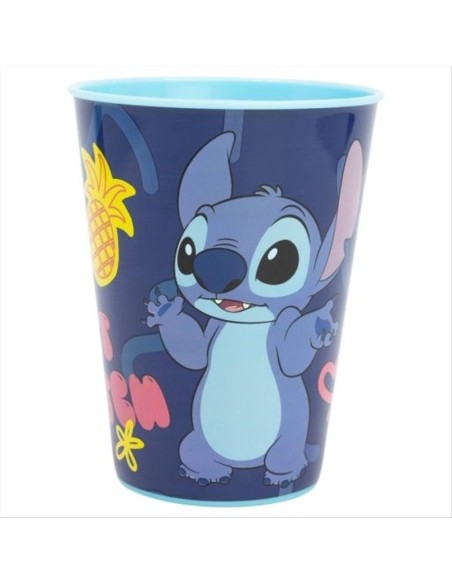 Bicchiere Stitch 260 ml plastica resistente | Diamante Rosa