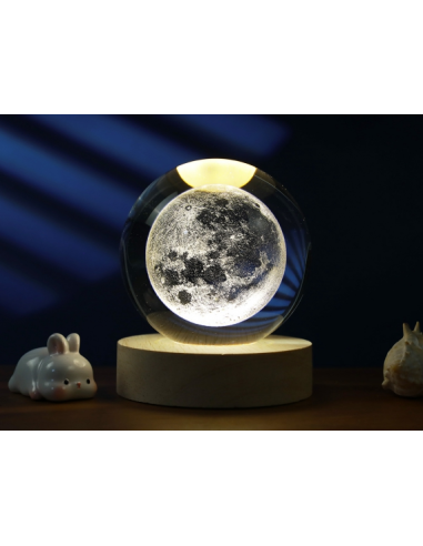 Lampada Sfera LUNA - iTotal - 3 formati con base in legno