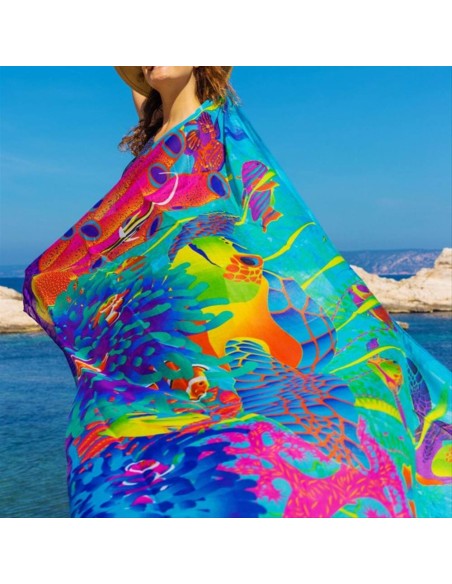Foulard Pareo Balade FLUOCEAN 🌊 100x180cm - Onde di Colore E Moda Sos