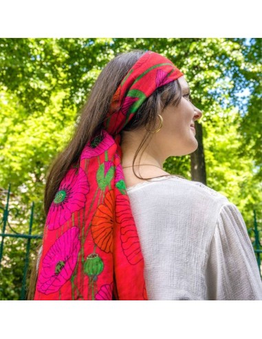 Foulard Pareo Balade COQUELICOTS 🌺 | Diamante Rosa
