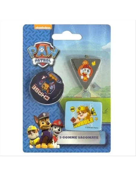 Set gomme da cancellare 3pz Paw Patrol