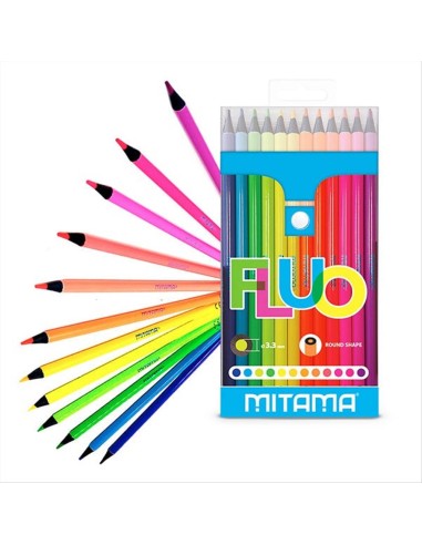 Pastelli Tondi Fluo Laccati Mitama 12pz con Mina 3.3mm 🎨