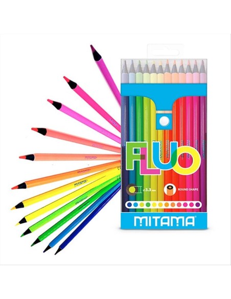 Pastelli Tondi Fluo Laccati Mitama 12pz con Mina 3.3mm 🎨