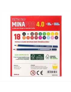 Pastelli Seven Mina PRO 4.0 ✏️🌈 | Scatola 18 Colori Vivaci e Resisten 2