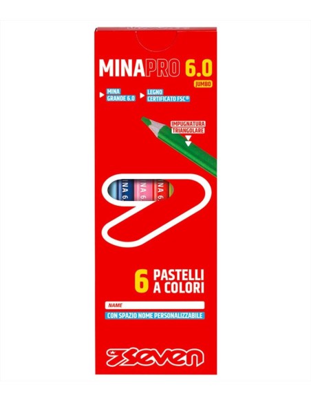 Pastelli Seven Mina PRO 6.0 - Scatola 6 colori