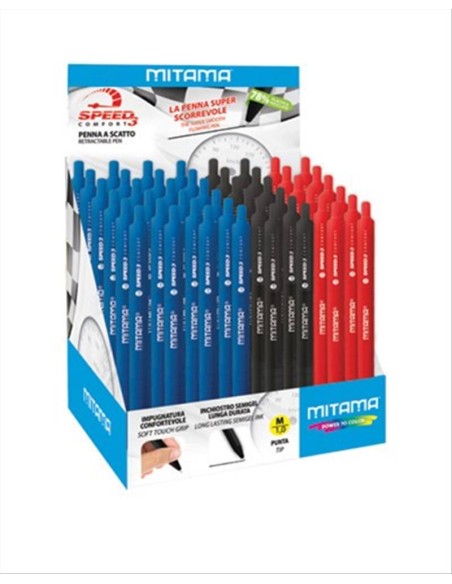 Penna a Scatto Speed 3 Comfort Mitama – Ultrascorrevole, Lunga Durata,
